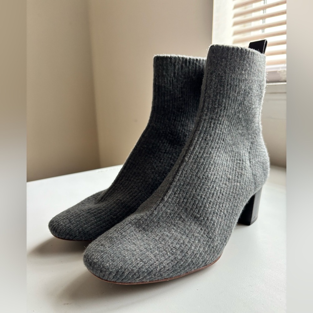 Everlane Gray Heeled Knit Boots